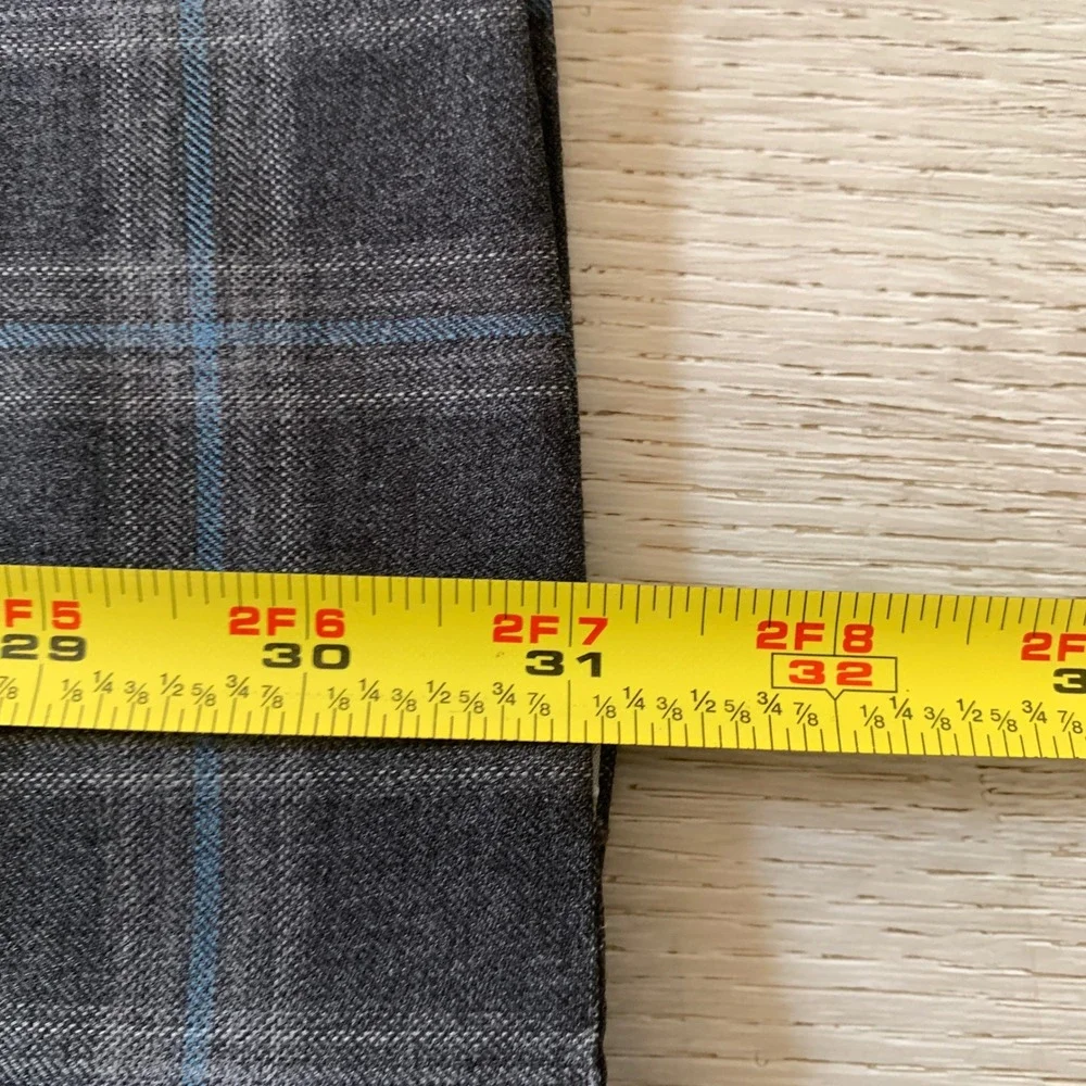 Isaia Napoli Mens Plaid Sport Coat Blazer Charcoal Gray Blue Wool Two Button